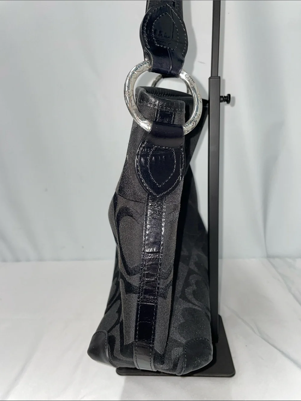 BRIGHTON BLACK CANVAS HEART BAG FTL-08-106
